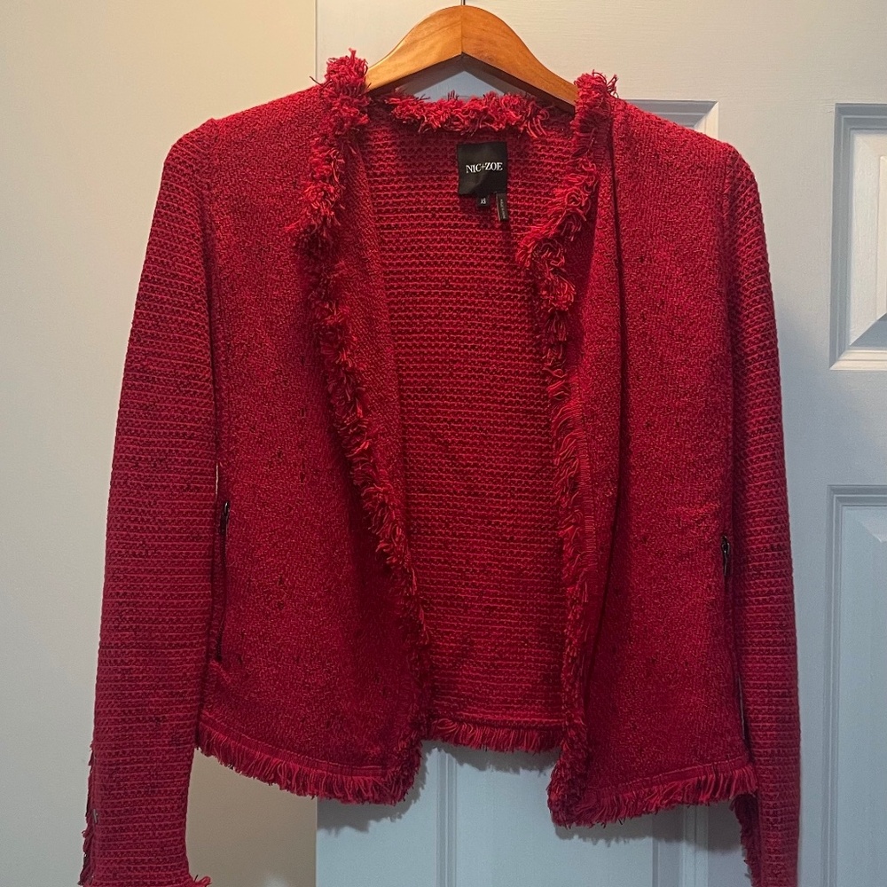 Nic +Zoe Red sweater /short blazer